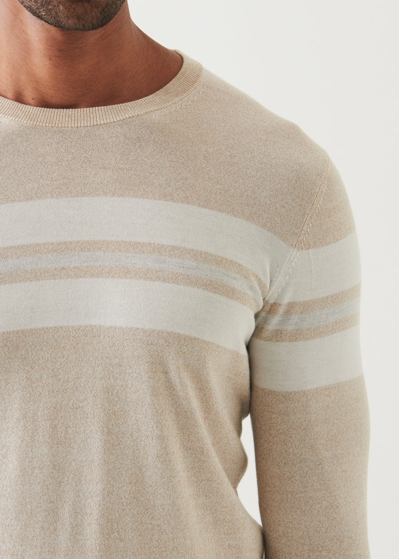 Cotton Cupro Striped Crewneck