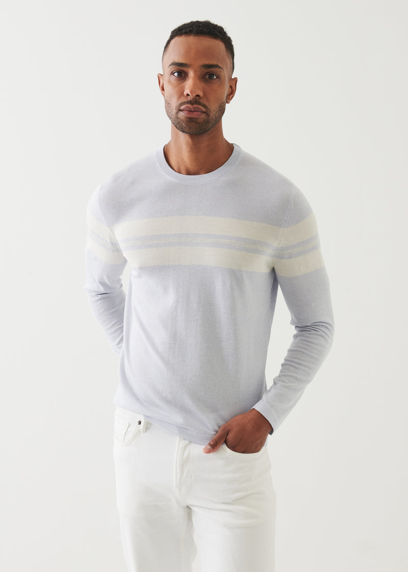 Cotton Cupro Striped Crewneck