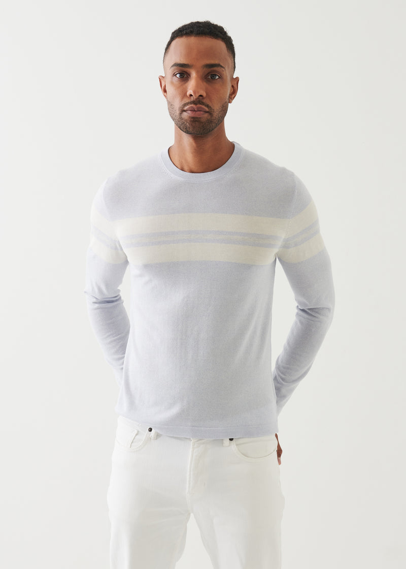 Cotton Cupro Striped Crewneck