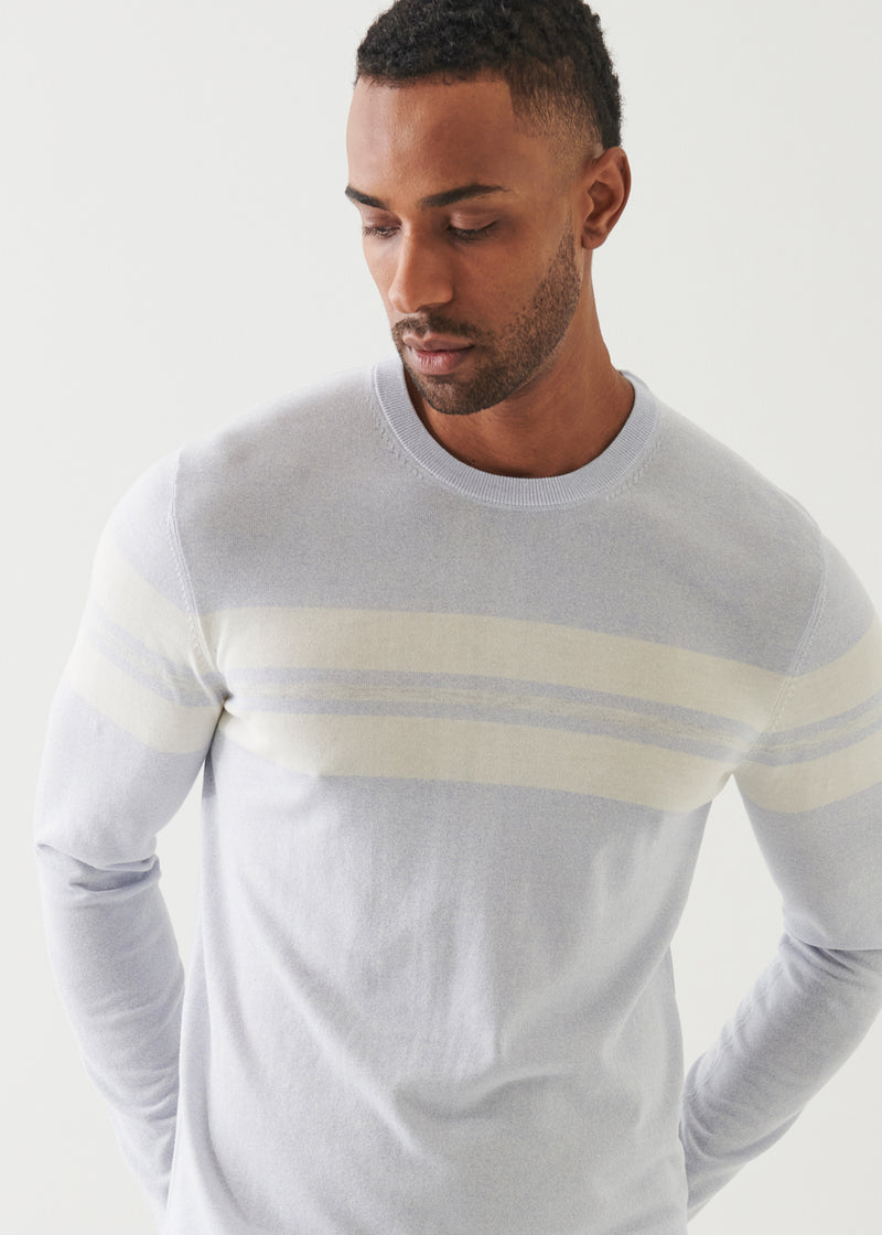 Cotton Cupro Striped Crewneck