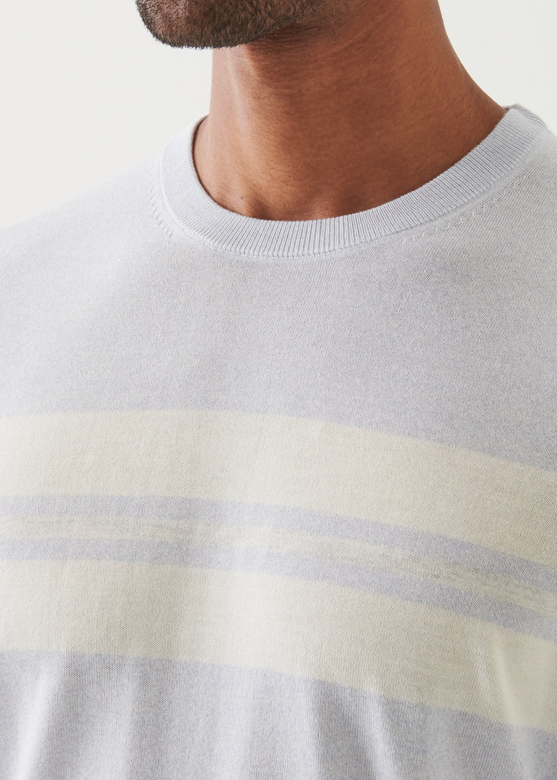 Cotton Cupro Striped Crewneck