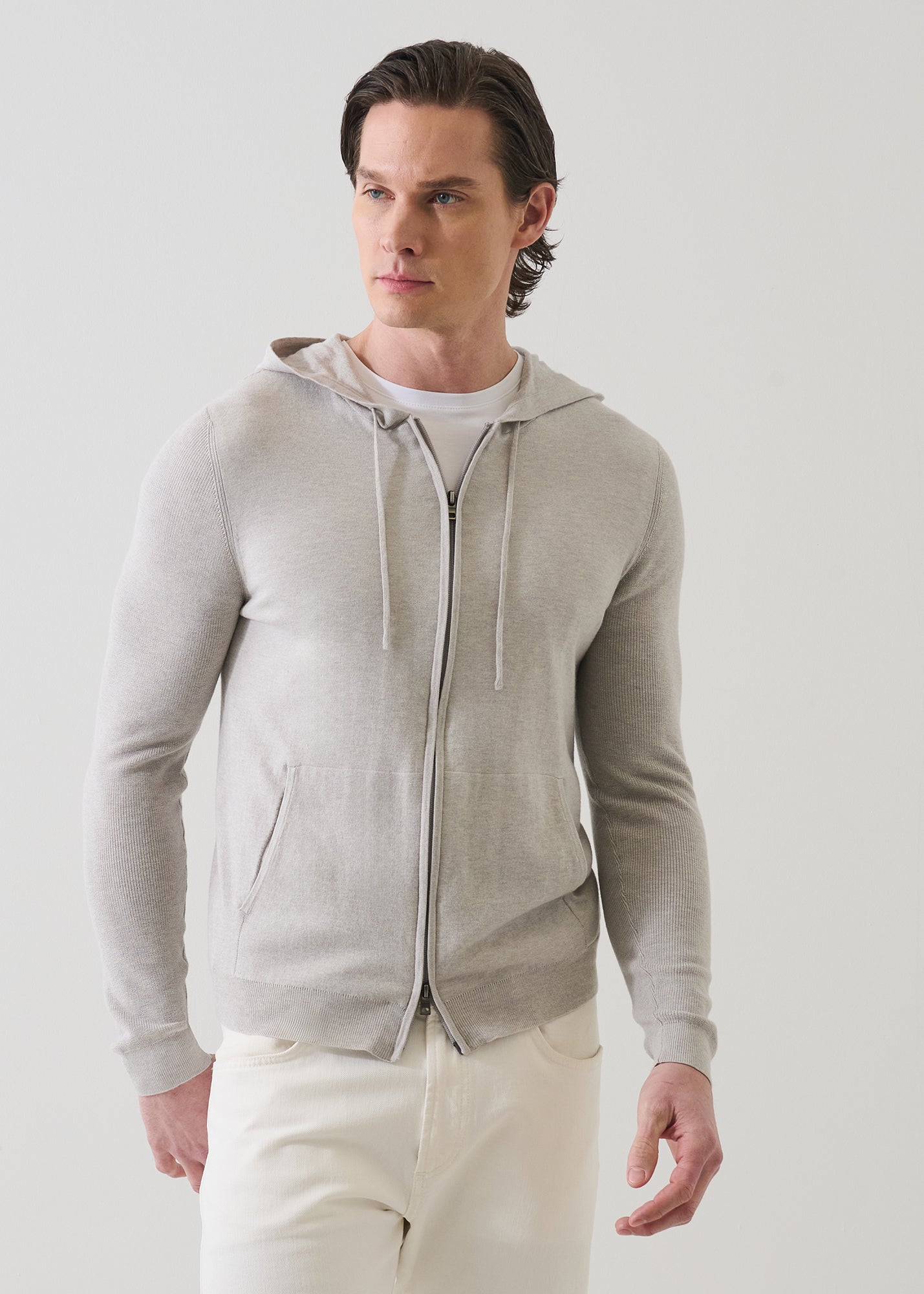 Cotton Cashmere Full Zip Hoodie - PATRICK ASSARAF