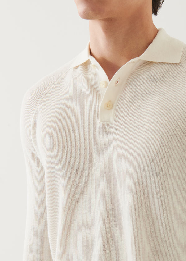 Cotton Cashmere Ribbed Raglan Polo