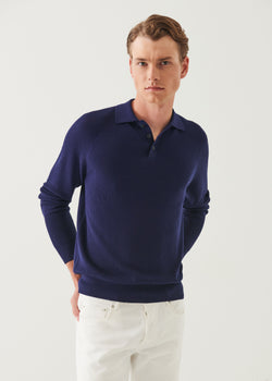 Cotton Cashmere Ribbed Raglan Polo