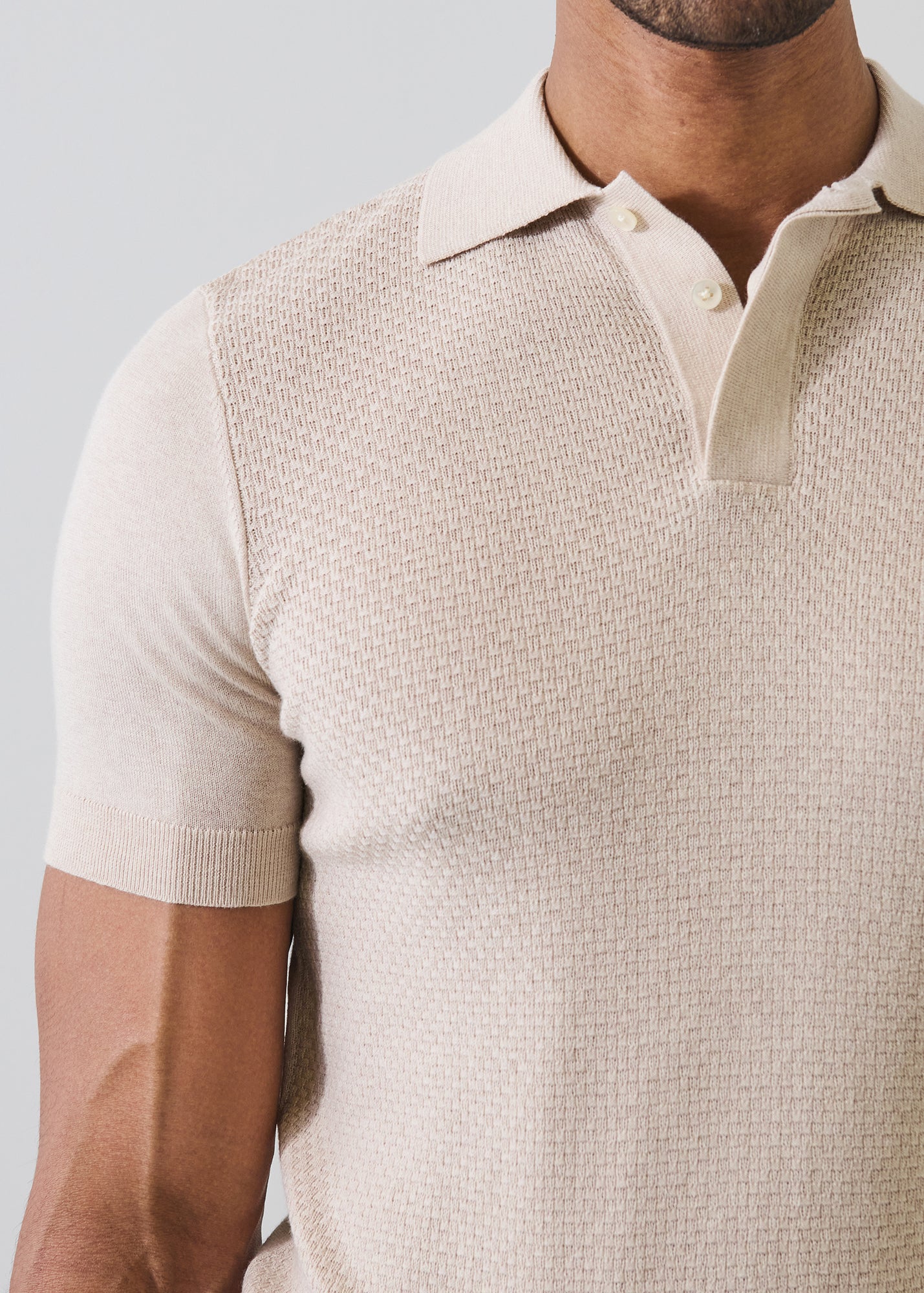 Cotton-Silk Blend Textured Knit Polo - PATRICK ASSARAF