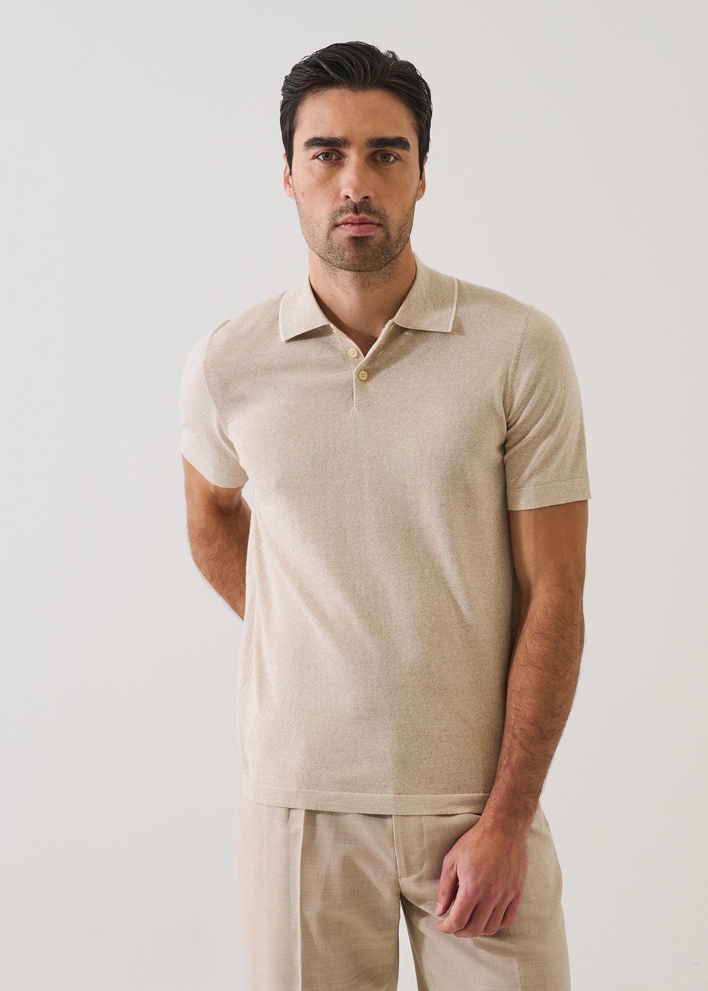 Cotton-Cupro Short Sleeve Tipped Polo
