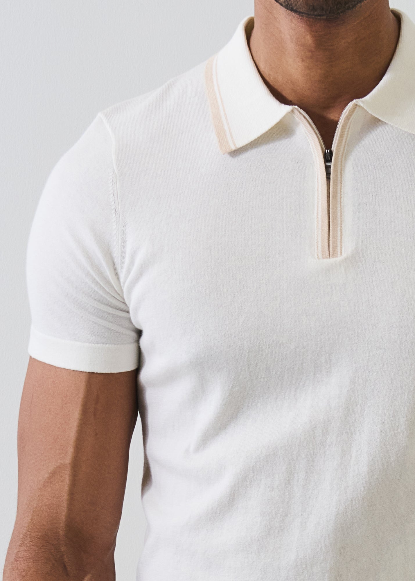 Cotton-Cupro Tipped Knit Zip Polo - PATRICK ASSARAF
