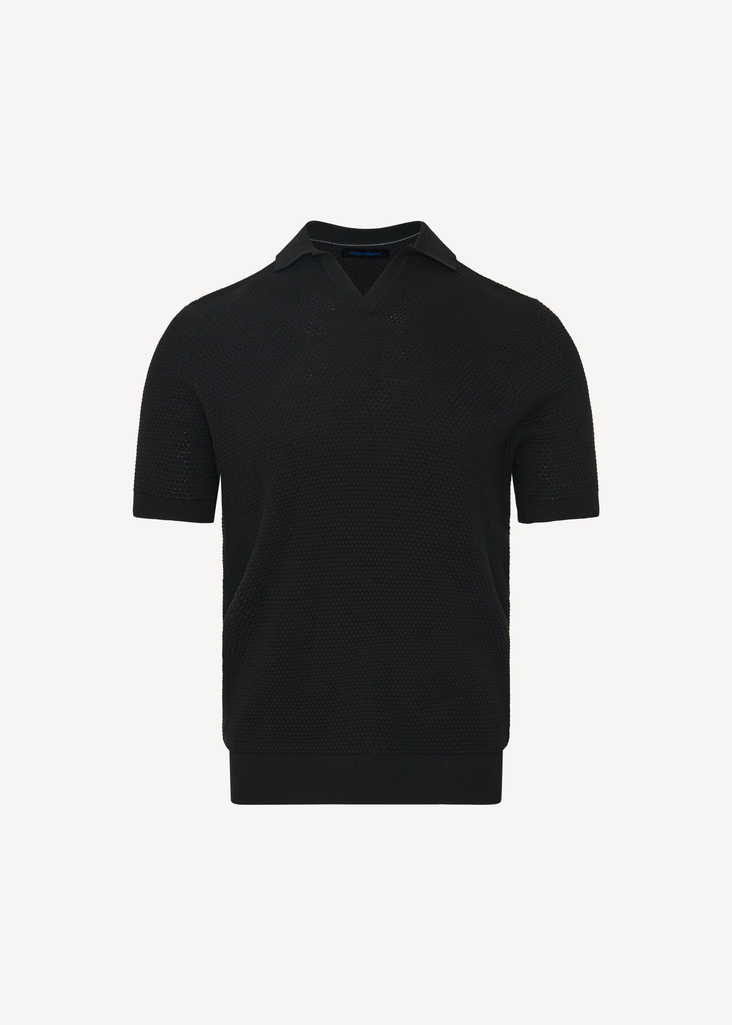 Cotton-Blend Bubble Stitch Knit Open Polo - PATRICK ASSARAF