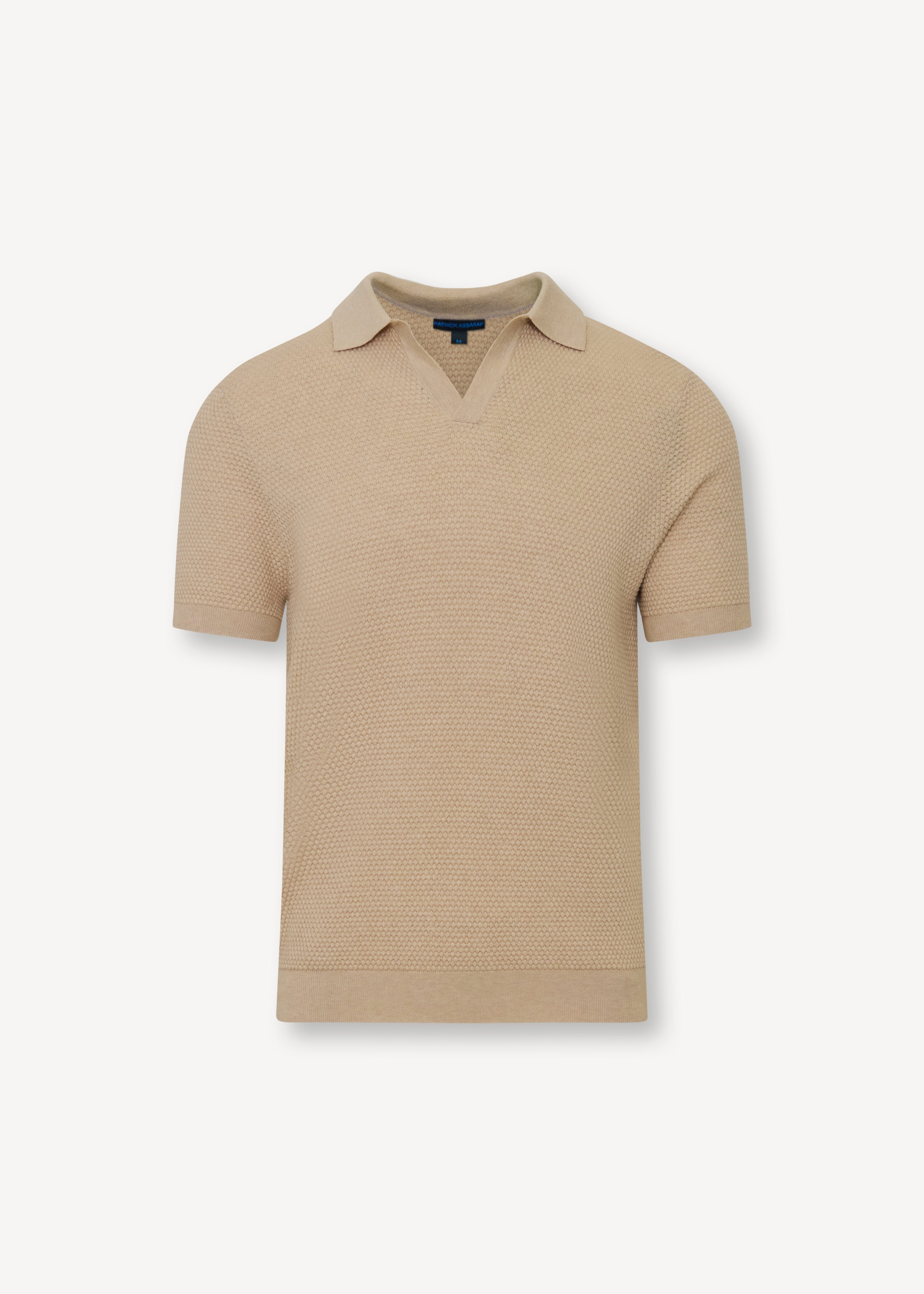 Cotton-Blend Bubble Stitch Knit Open Polo - PATRICK ASSARAF