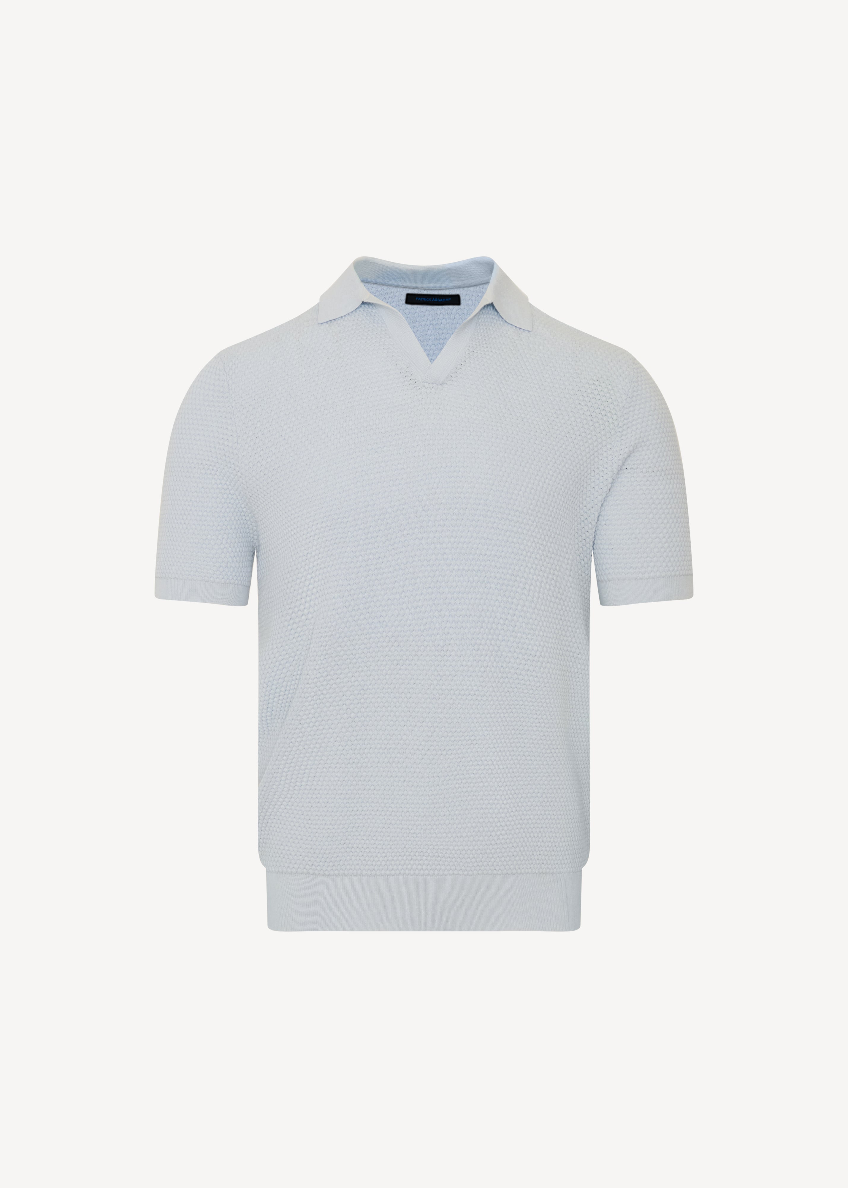 Cotton-Blend Bubble Stitch Knit Open Polo - PATRICK ASSARAF