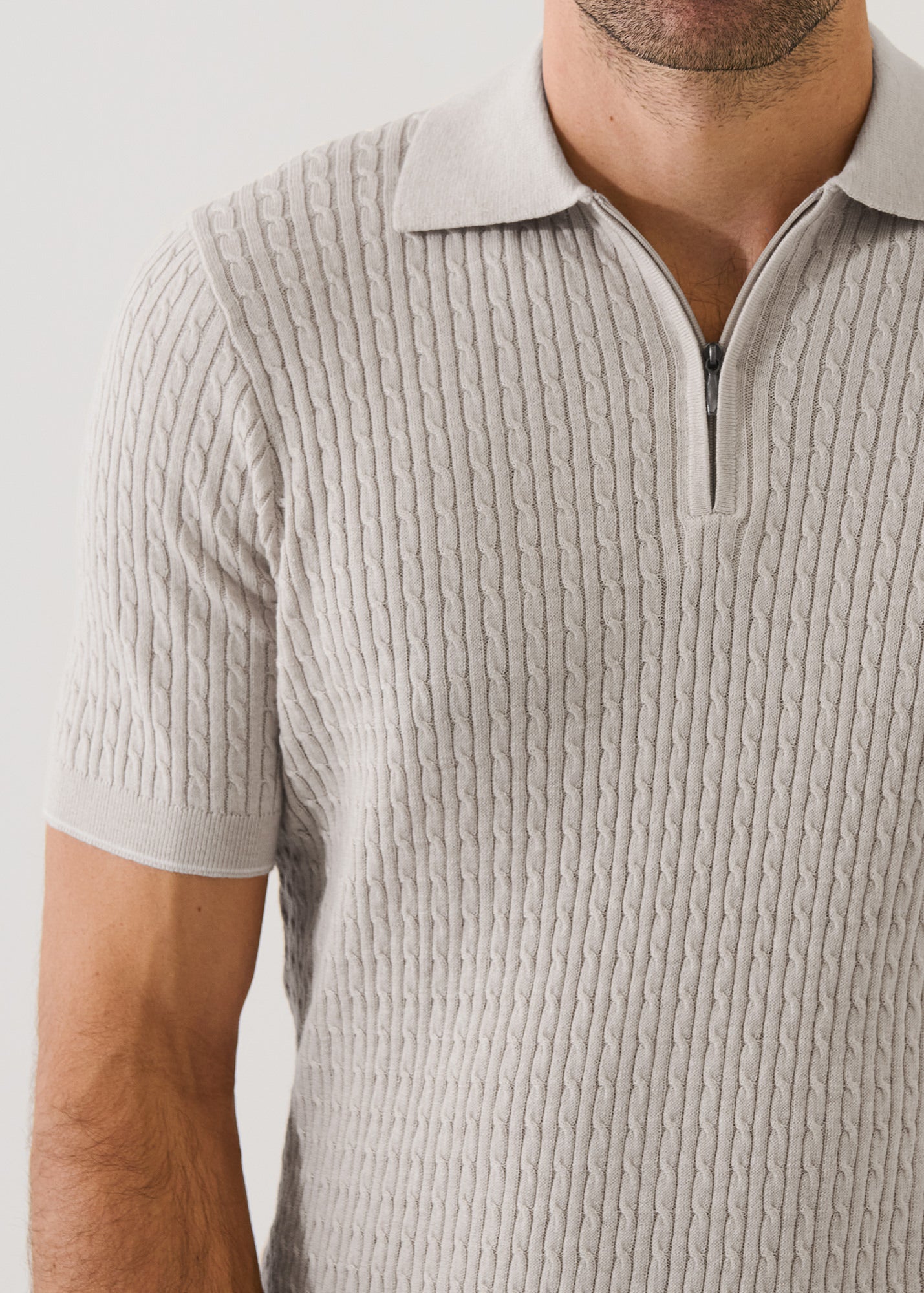 Cotton Blend Baby Cable Zip Polo