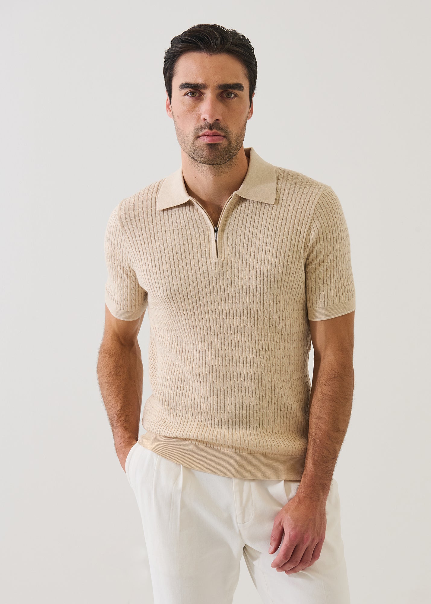 Cotton Blend Baby Cable Zip Polo