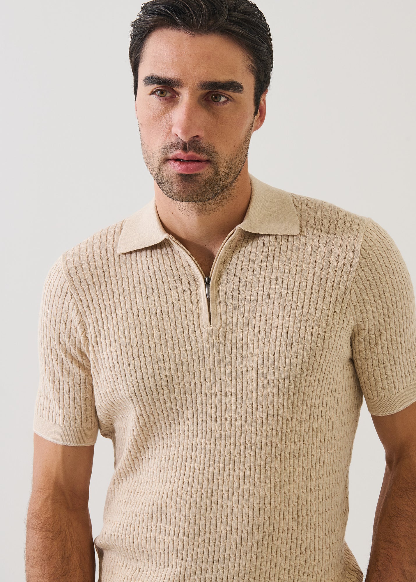 Cotton Blend Baby Cable Zip Polo