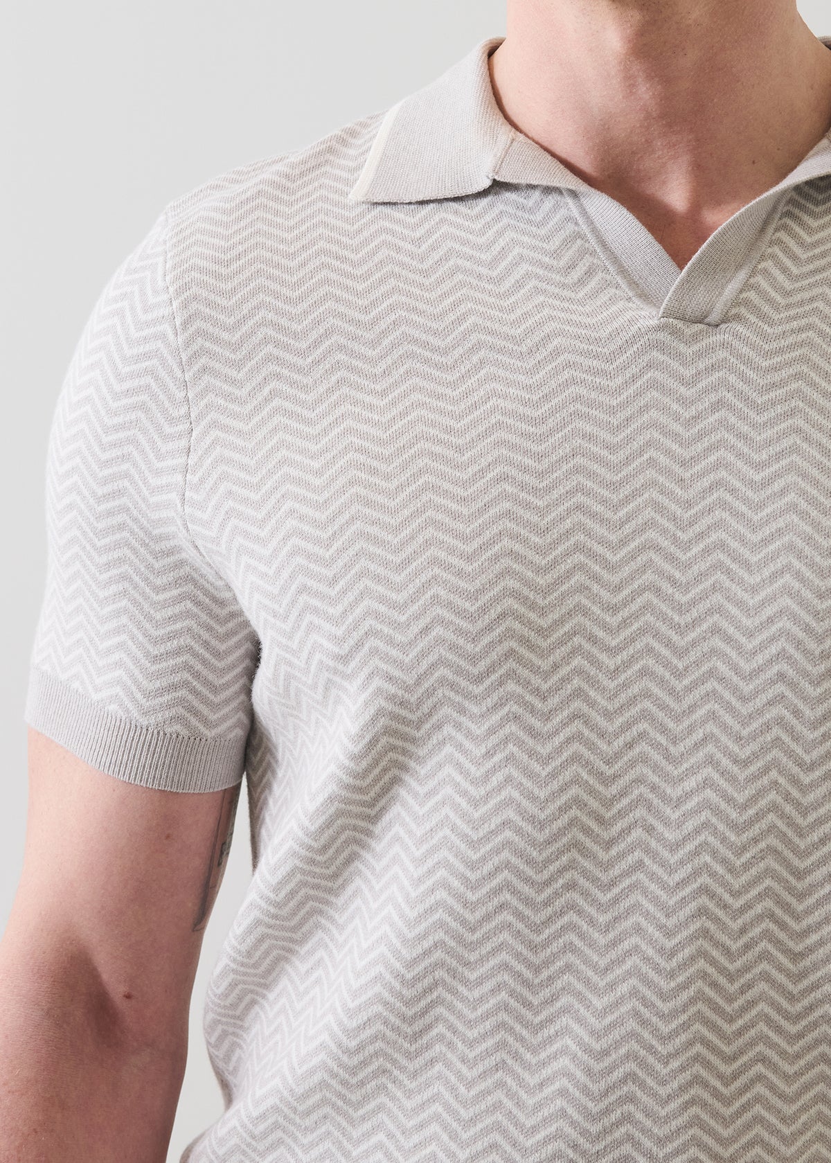 Cotton-Blend Herringbone Knit Open Polo - PATRICK ASSARAF