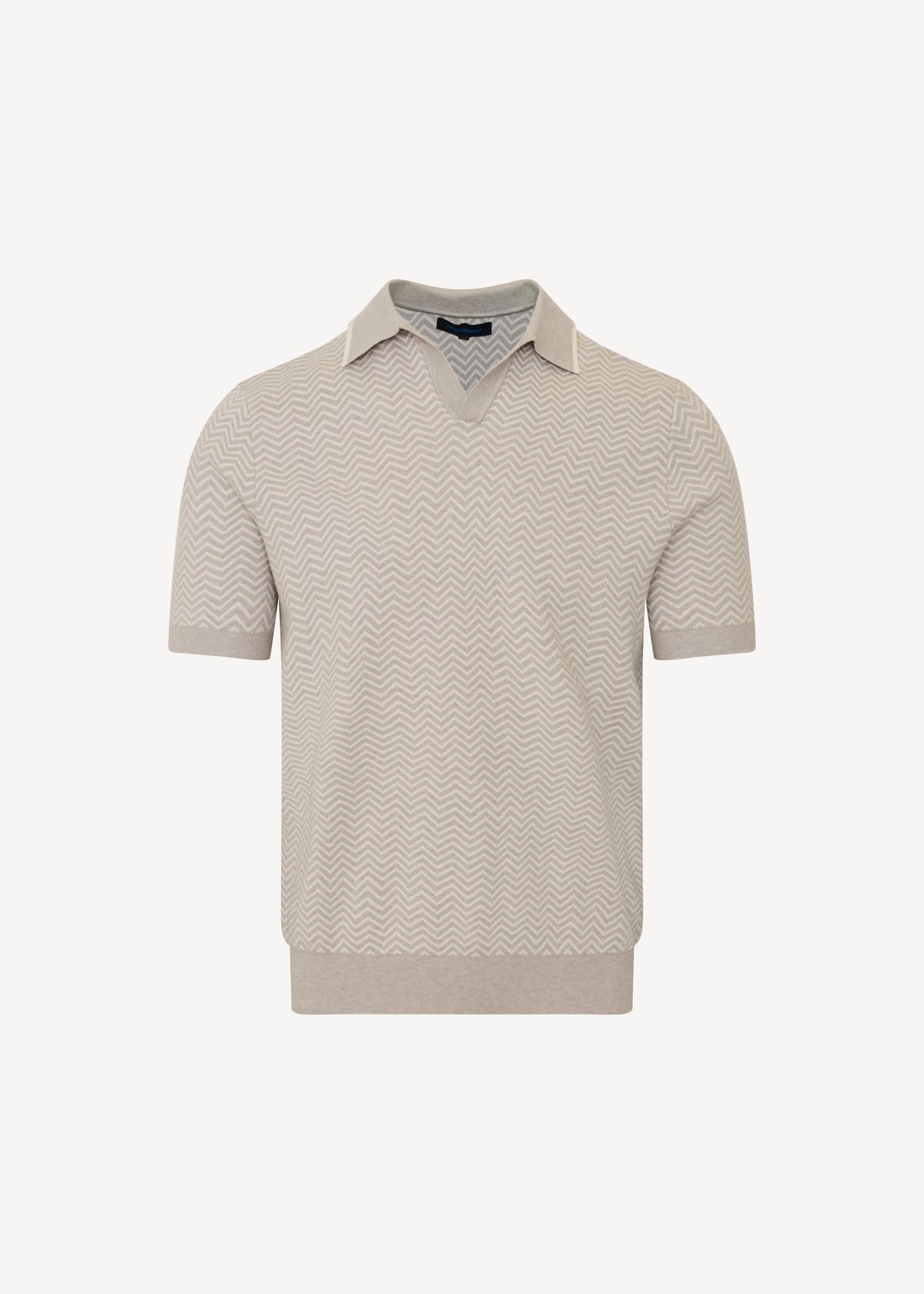 Cotton-Blend Herringbone Knit Open Polo - PATRICK ASSARAF