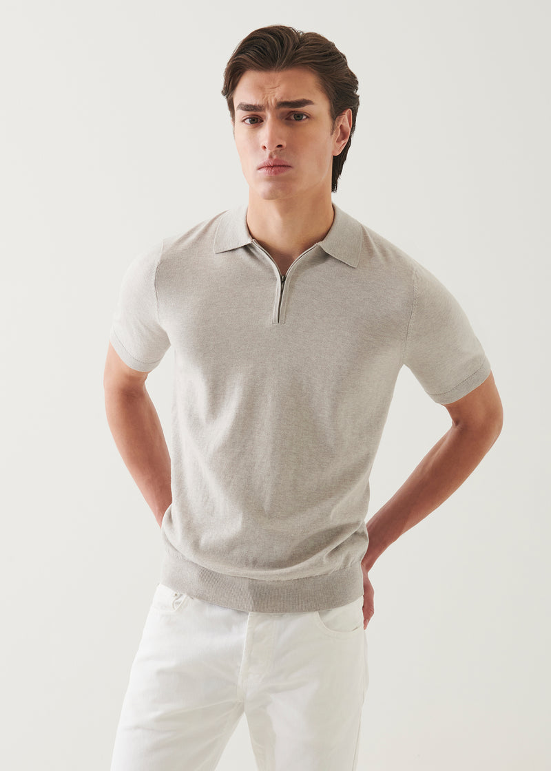 Cotton Cashmere Quarter Zip Polo