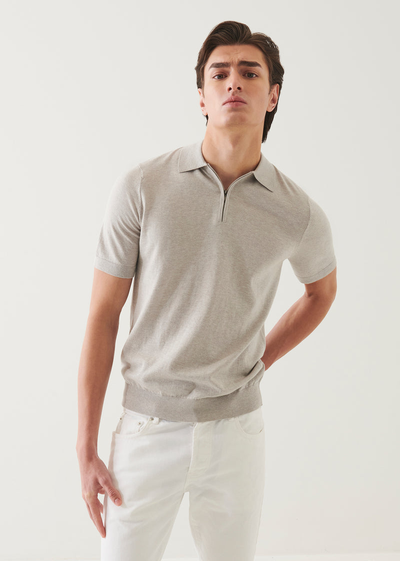 Cotton Cashmere Quarter Zip Polo