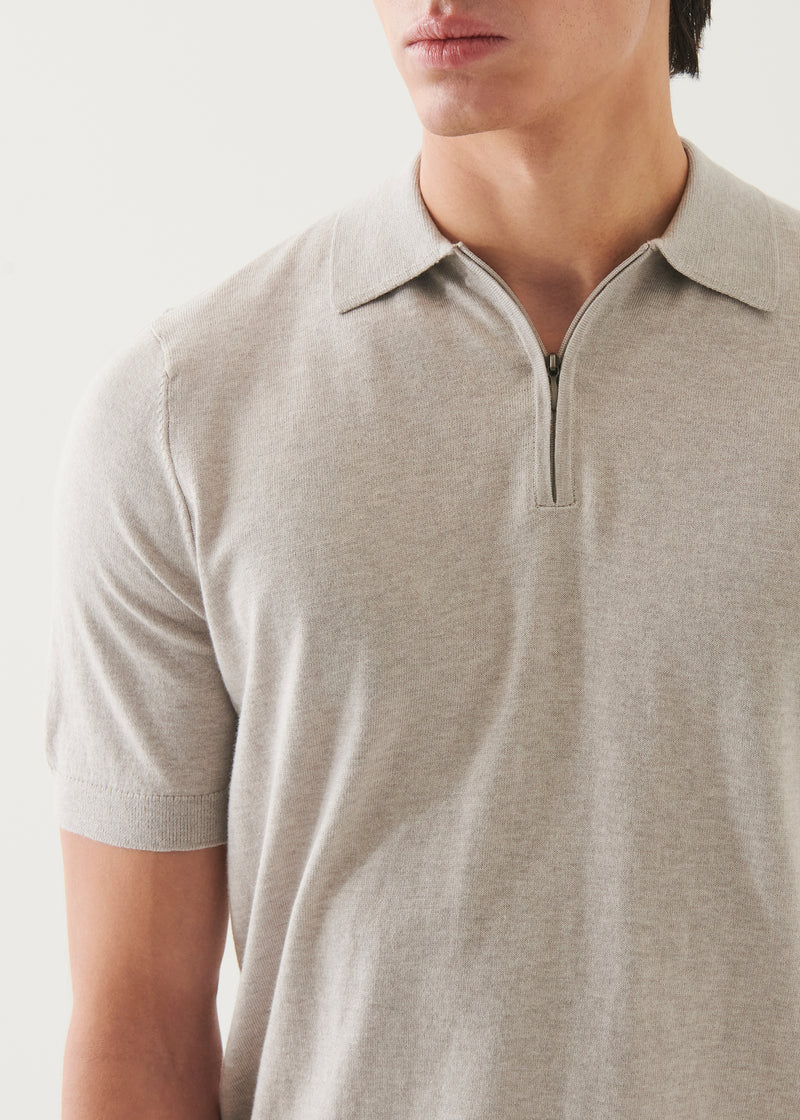 Cotton Cashmere Quarter Zip Polo