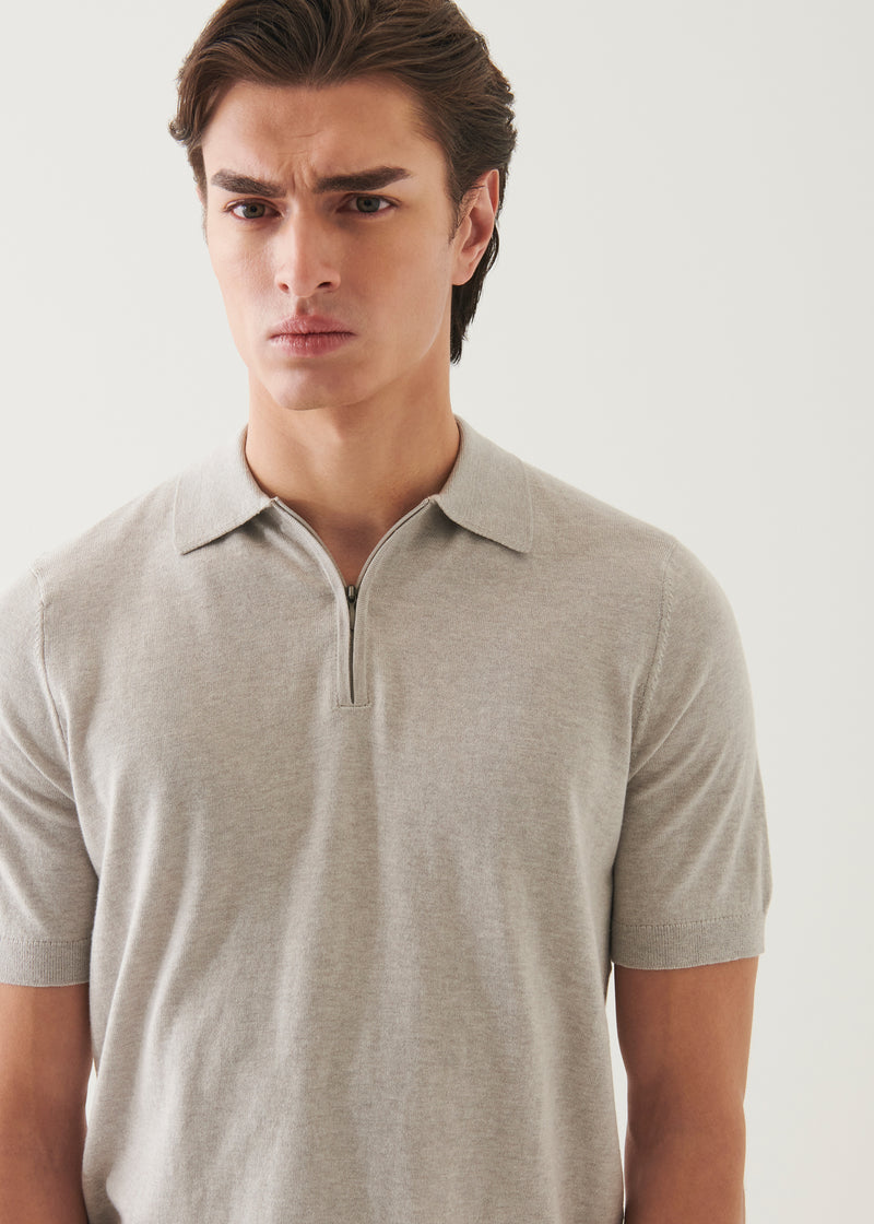 Cotton Cashmere Quarter Zip Polo