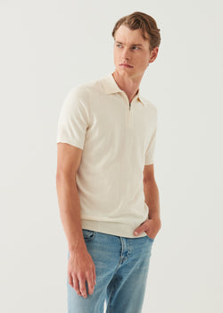 Cotton Cashmere Quarter Zip Polo