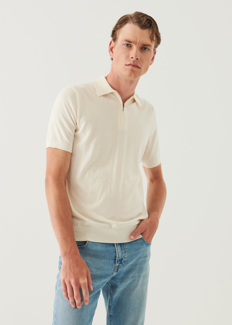 Cotton Cashmere Quarter Zip Polo