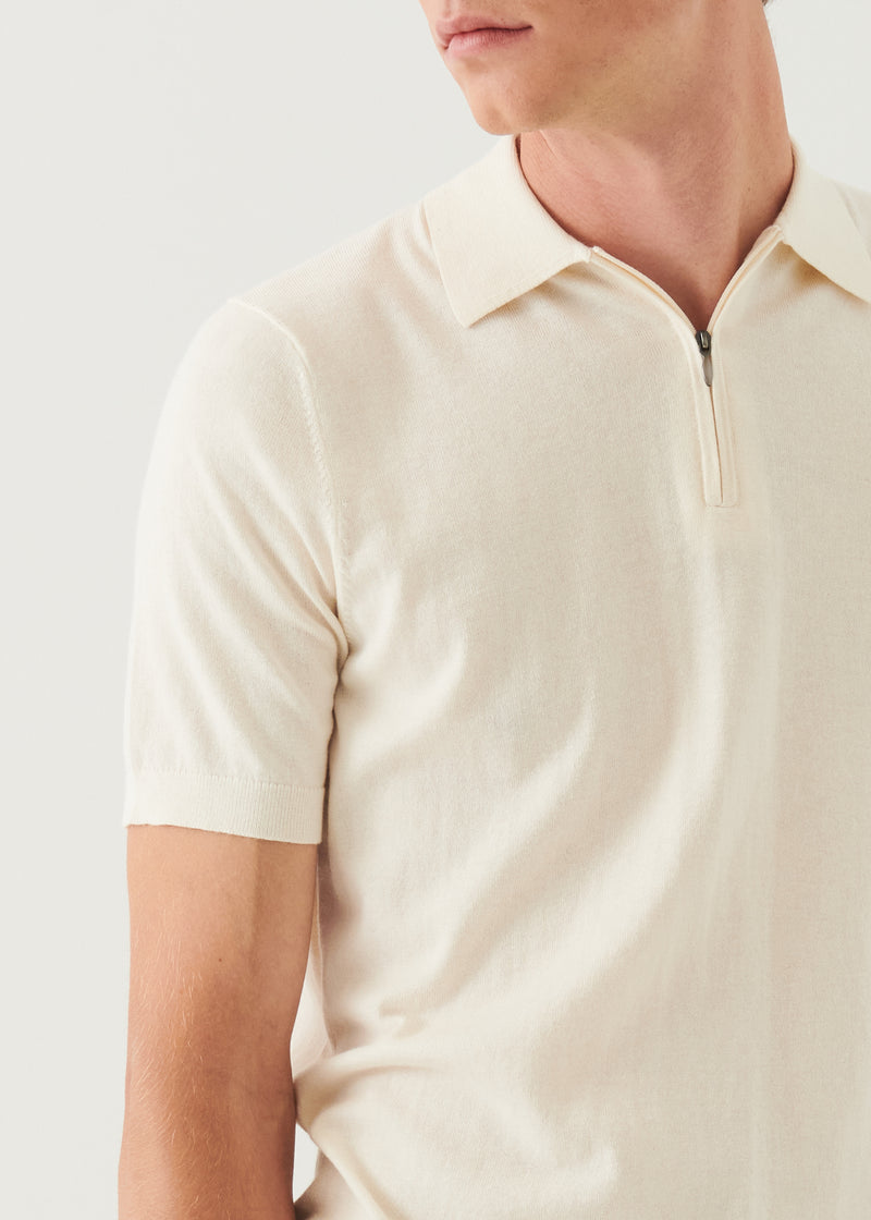 Cotton Cashmere Quarter Zip Polo