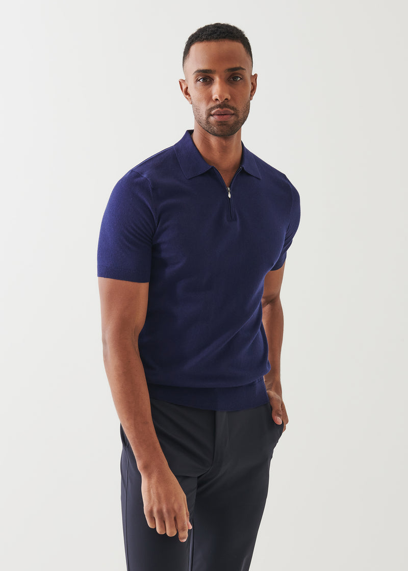 Cotton Cashmere Quarter Zip Polo