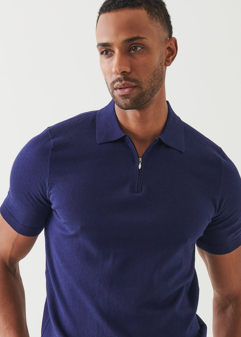 Cotton Cashmere Quarter Zip Polo