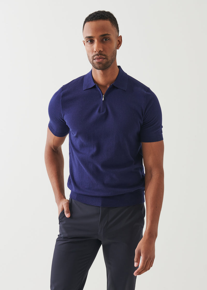 Cotton Cashmere Quarter Zip Polo