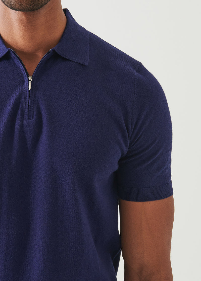 Cotton Cashmere Quarter Zip Polo