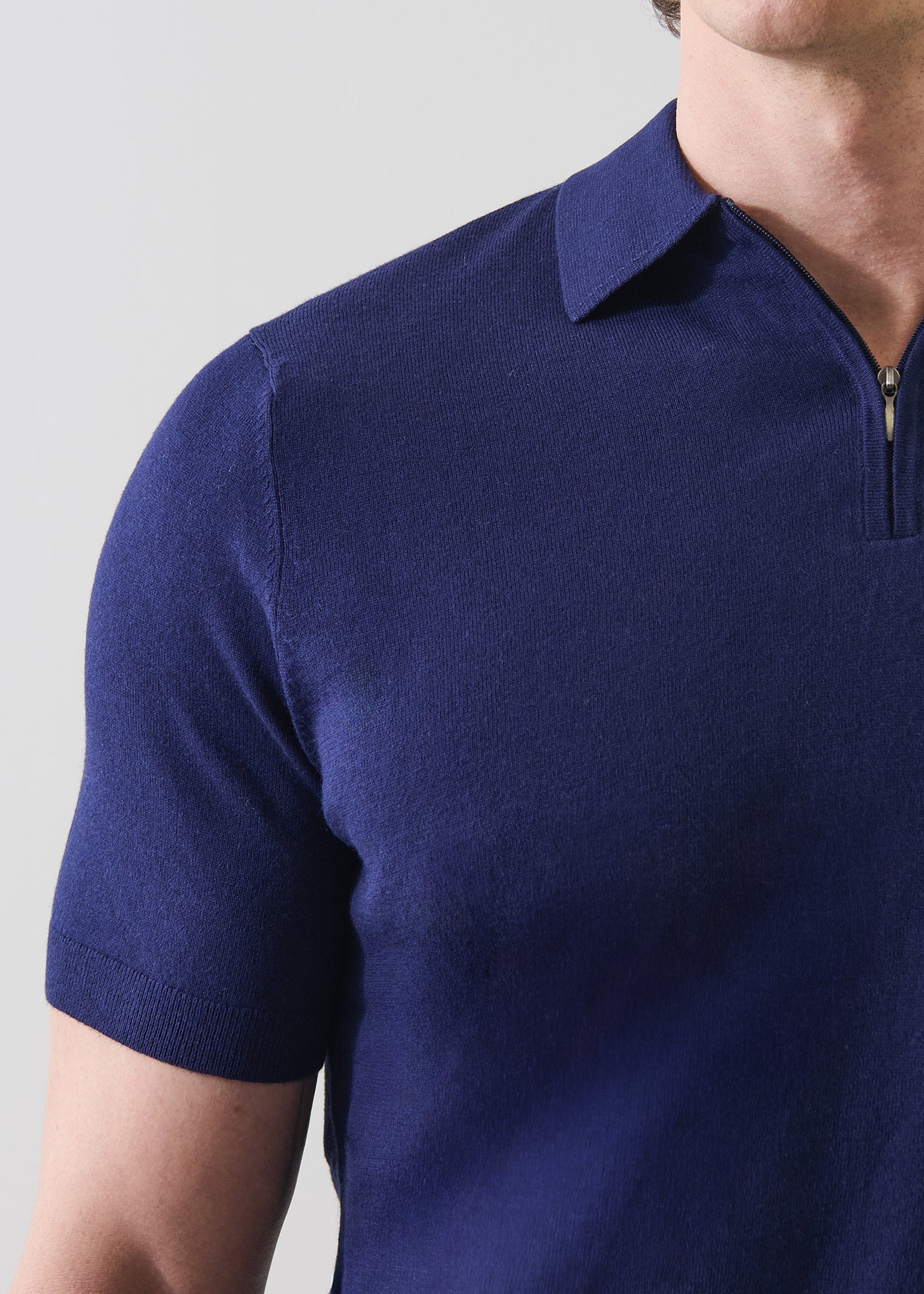 Cotton Blend Zip Polo - PATRICK ASSARAF