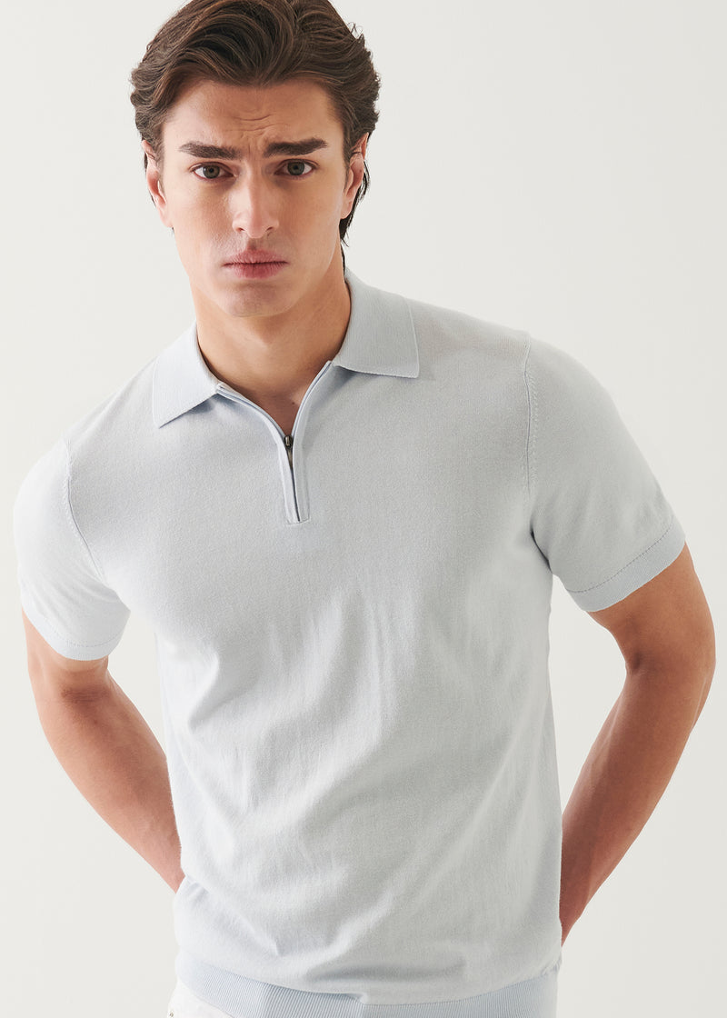 Cotton Cashmere Quarter Zip Polo