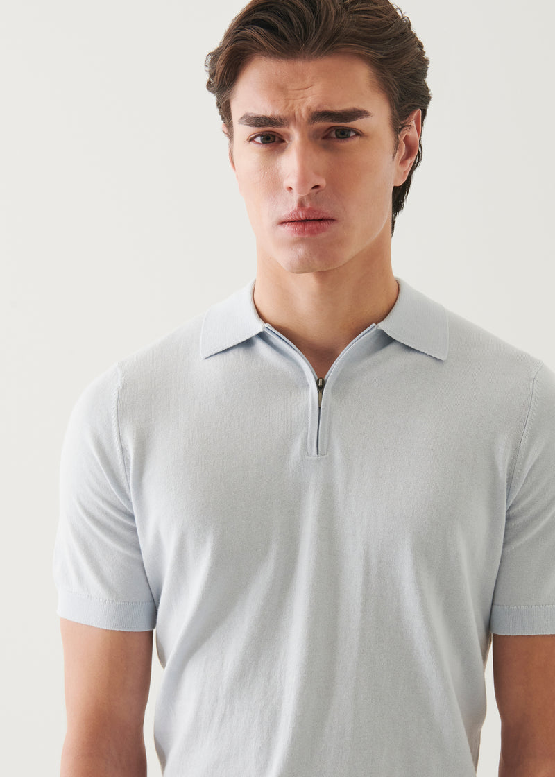 Cotton Cashmere Quarter Zip Polo