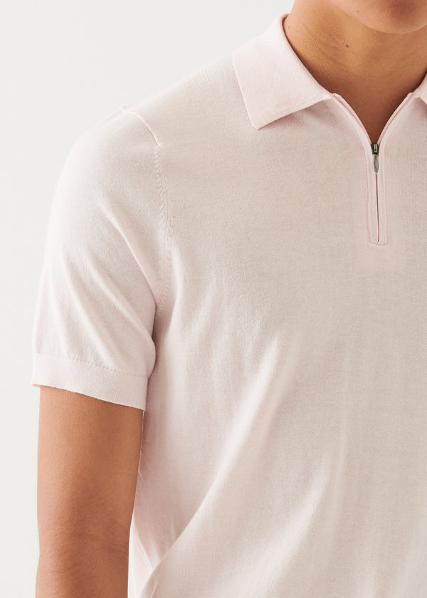 Cotton Cashmere Quarter Zip Polo