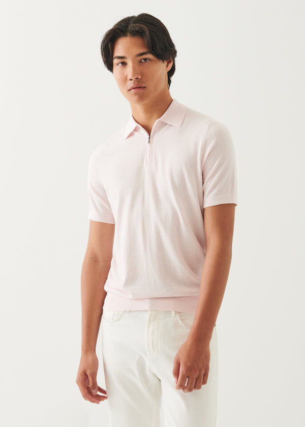 Cotton Cashmere Quarter Zip Polo