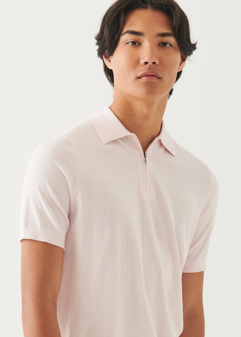 Cotton Cashmere Quarter Zip Polo