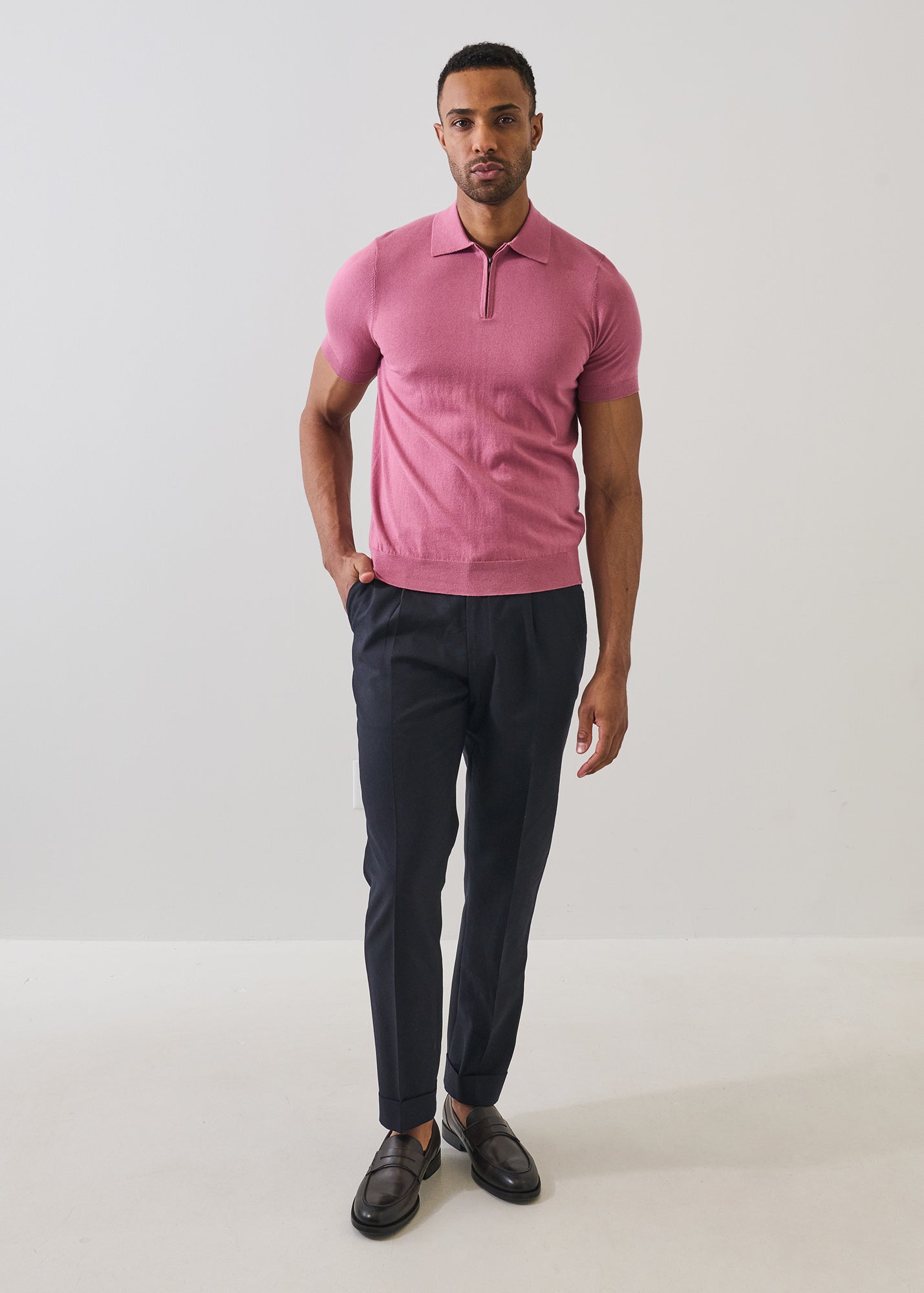 Cotton Blend Zip Polo - PATRICK ASSARAF