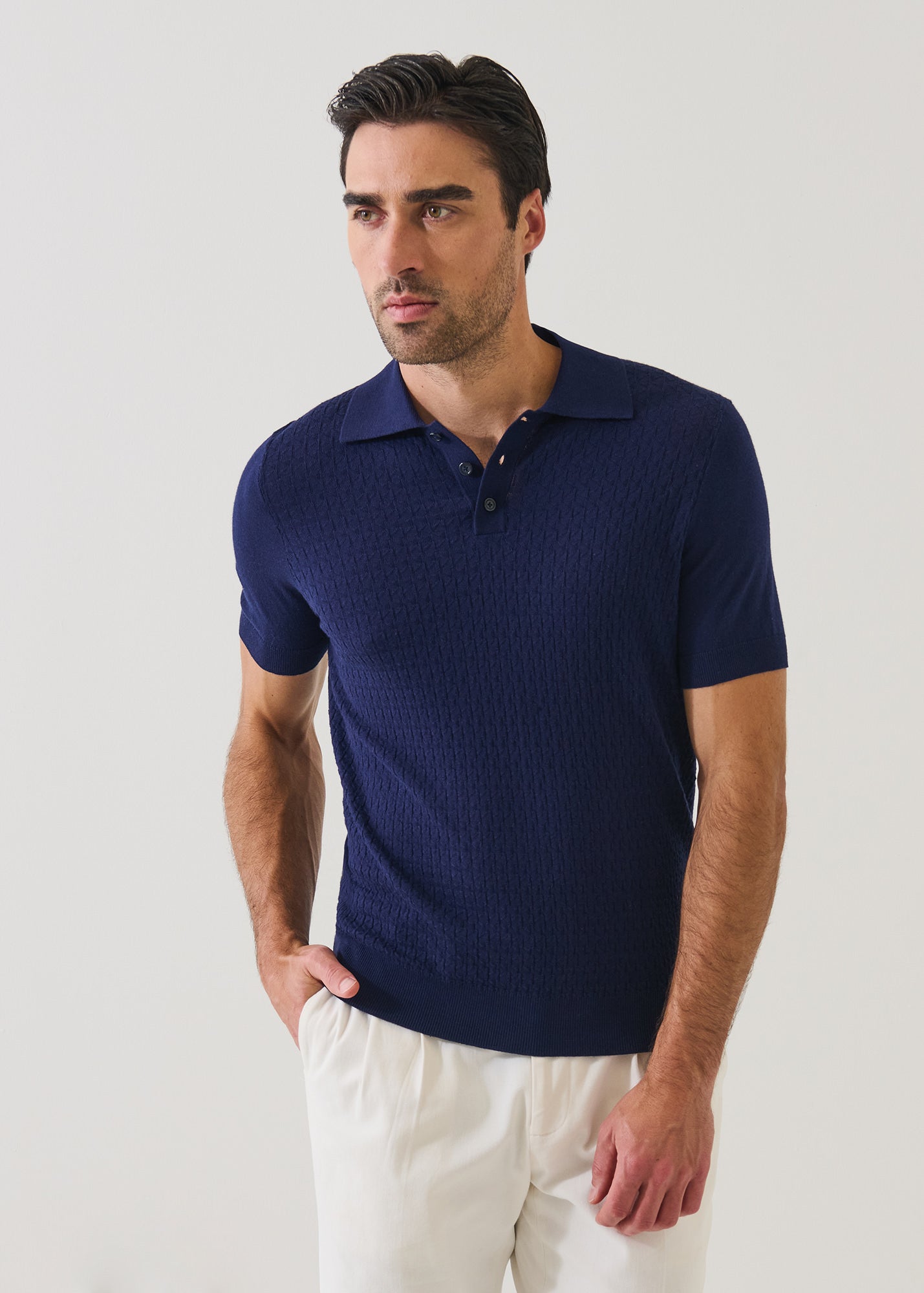 Cotton Blend Triangle Stitch Polo