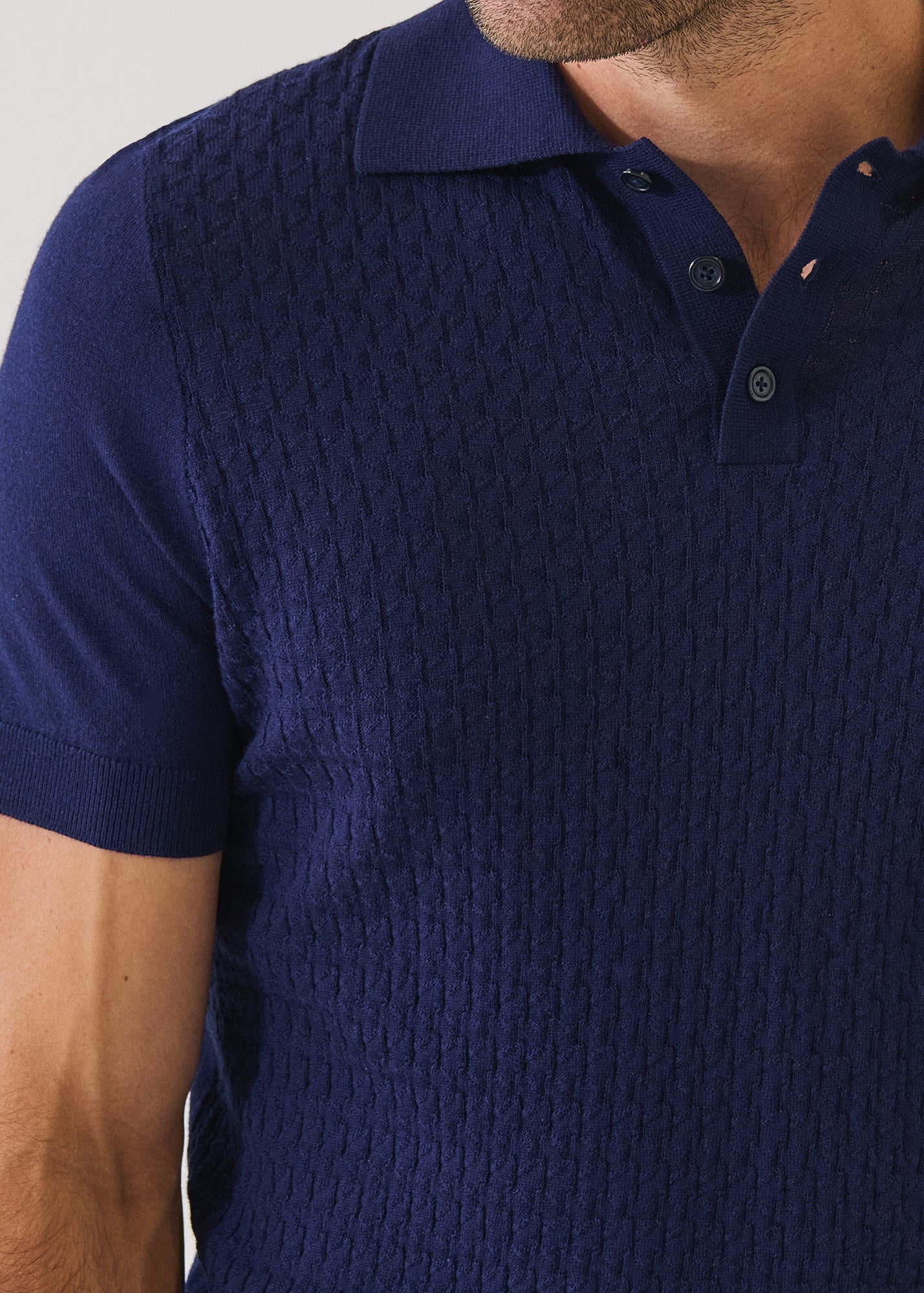 Cotton Blend Triangle Stitch Polo