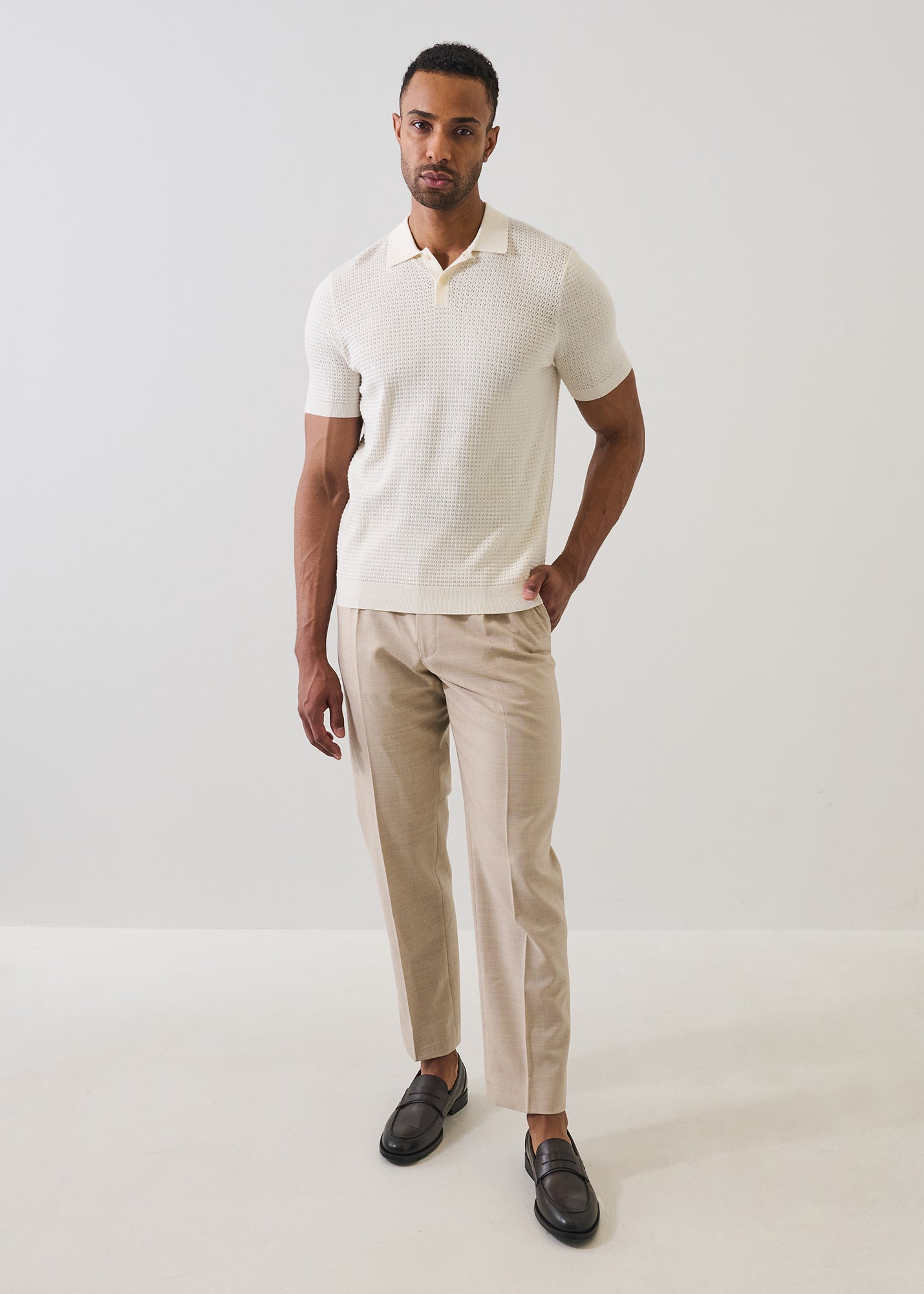 Cotton Blend Honeycomb Stitch Polo - PATRICK ASSARAF