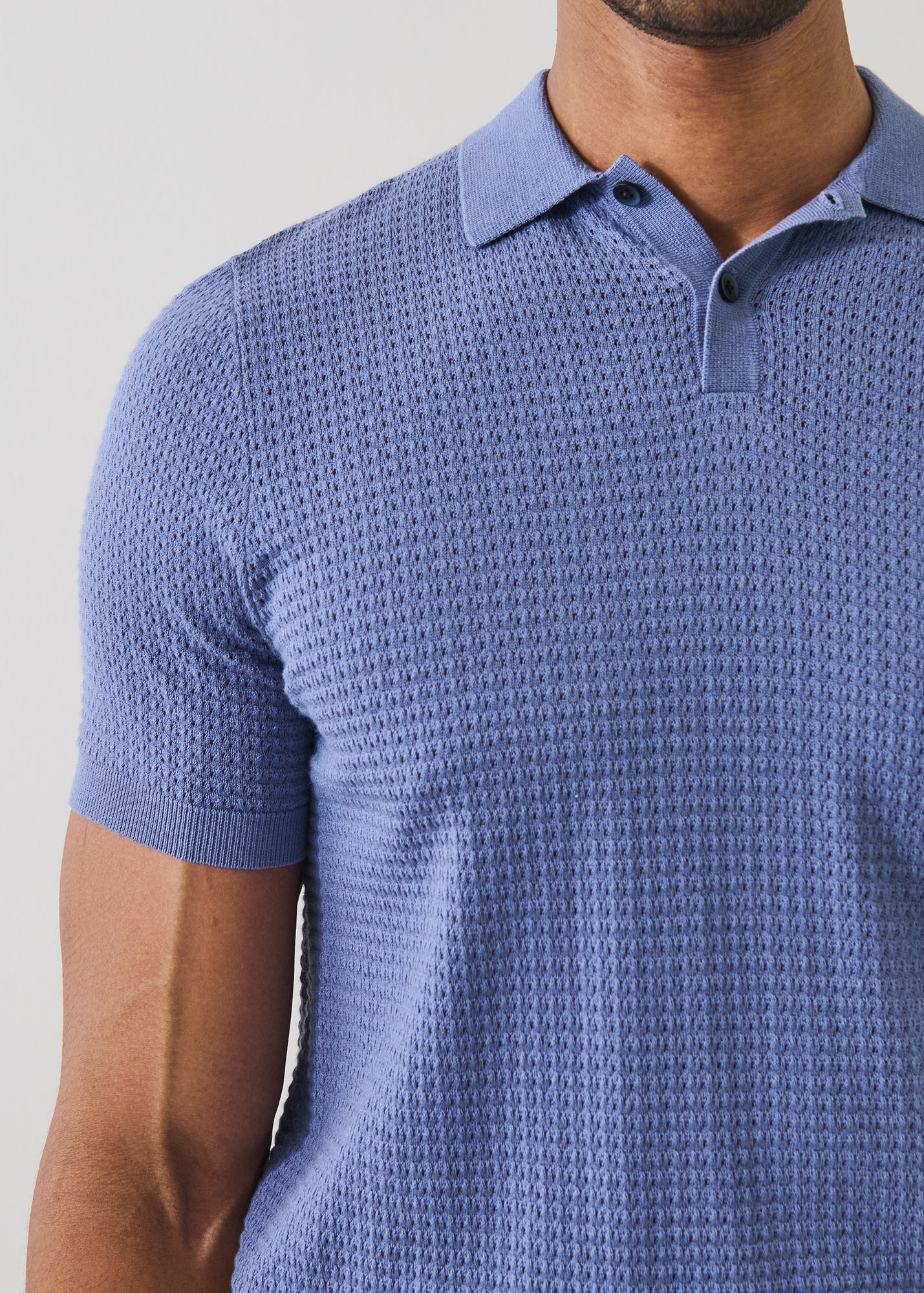 Cotton Blend Honeycomb Stitch Polo - PATRICK ASSARAF
