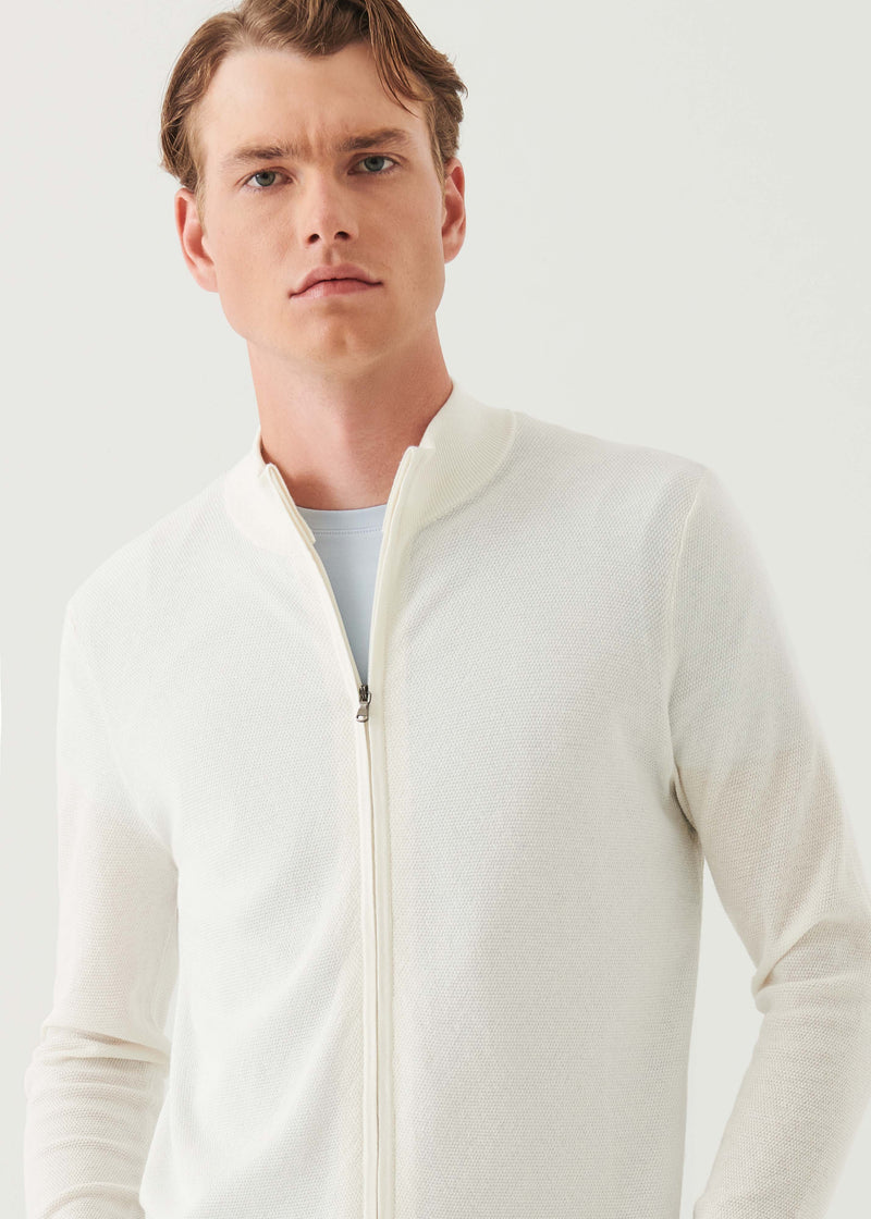 Cotton Cashmere Seed Stitch Full Zip Cardigan