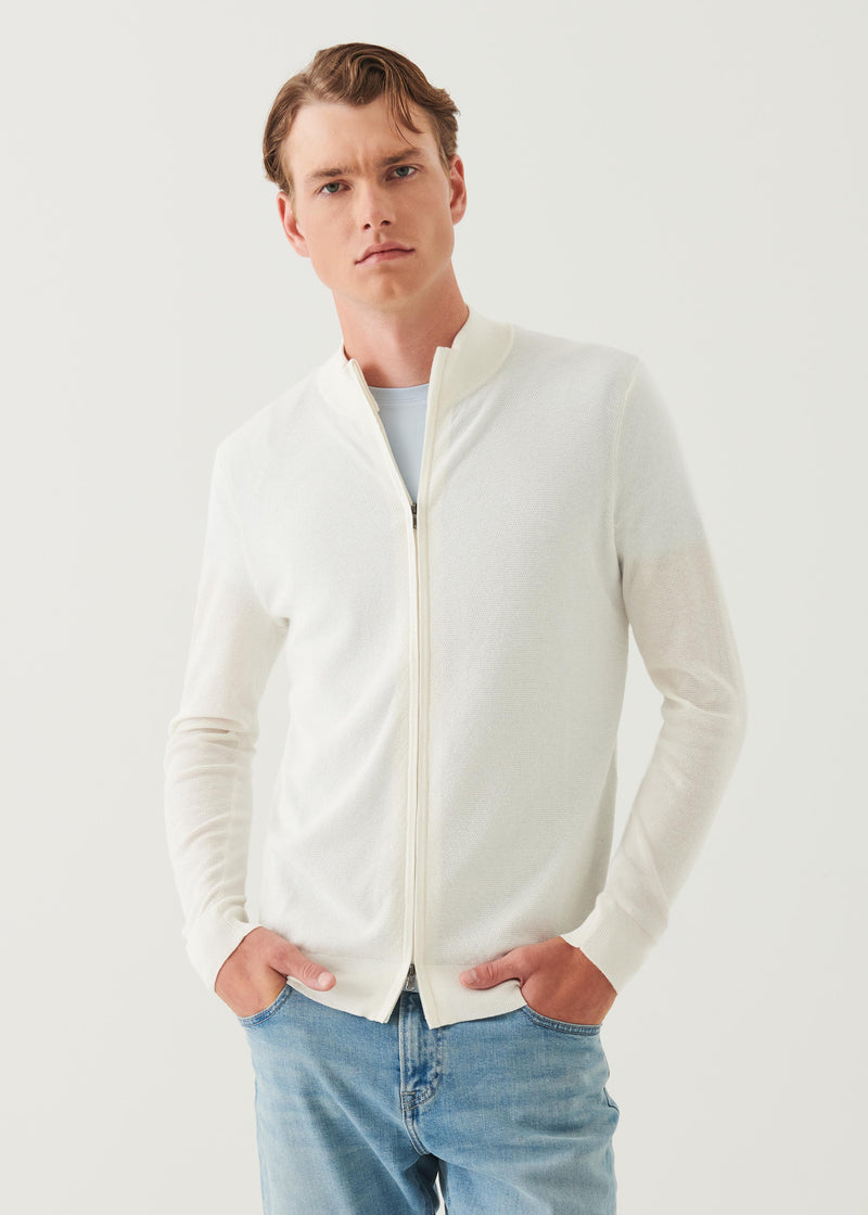 Cotton Cashmere Seed Stitch Full Zip Cardigan