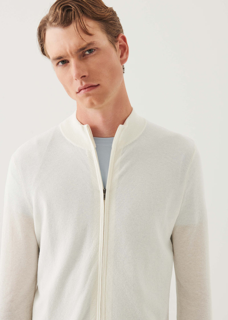 Cotton Cashmere Seed Stitch Full Zip Cardigan