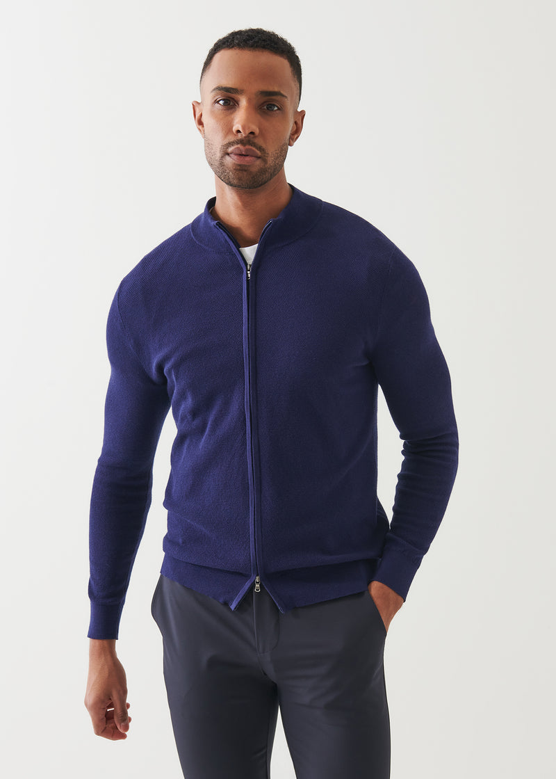 Cotton Cashmere Seed Stitch Full Zip Cardigan