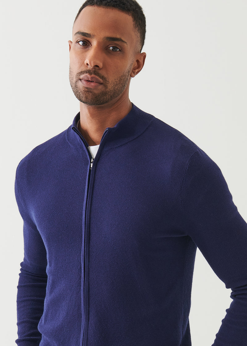 Cotton Cashmere Seed Stitch Full Zip Cardigan