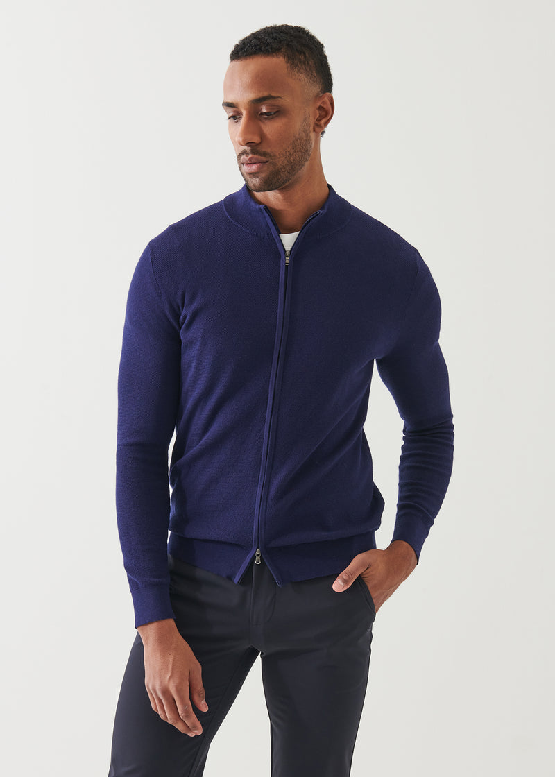 Cotton Cashmere Seed Stitch Full Zip Cardigan