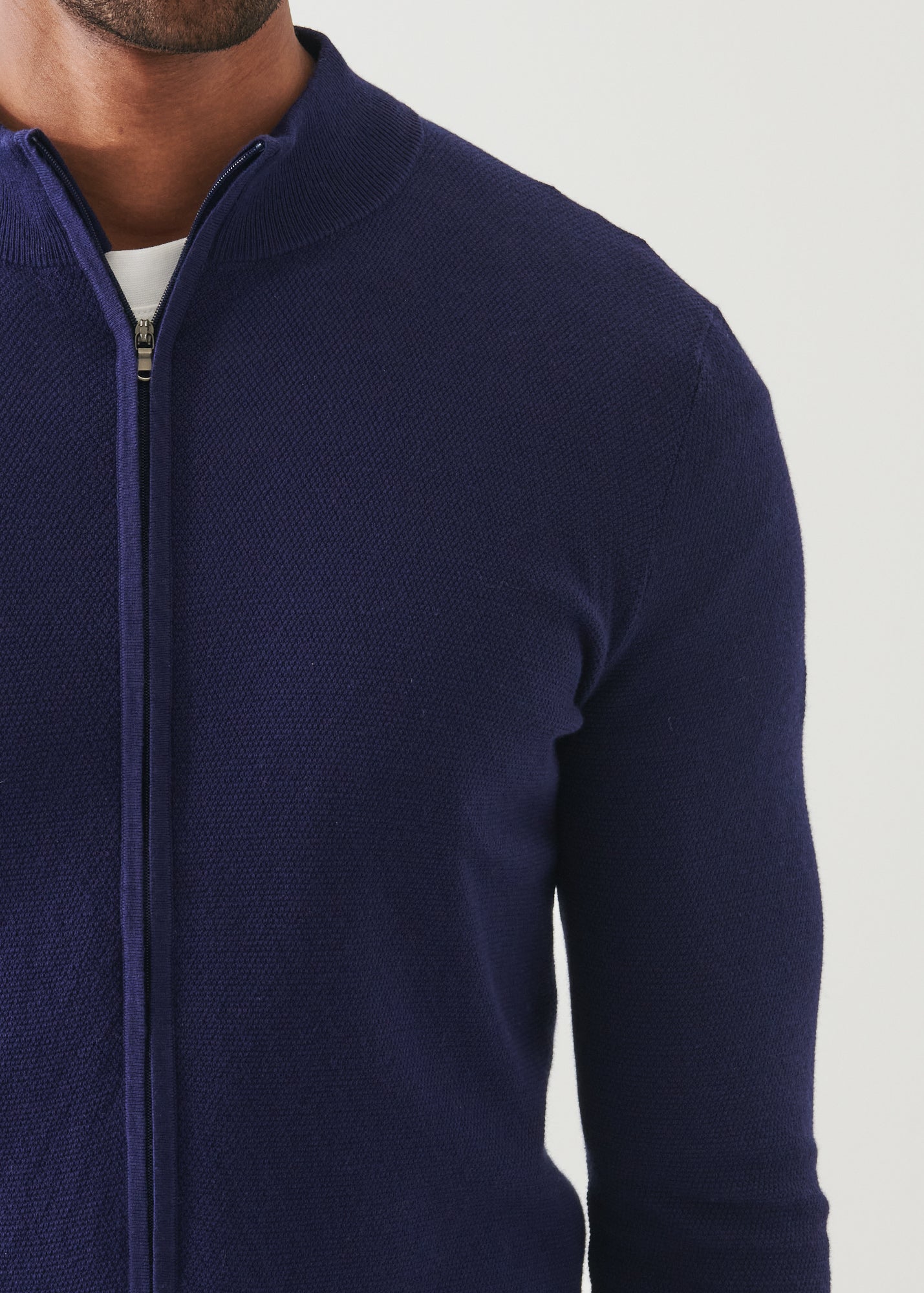 Cotton Cashmere Seed Stitch Full Zip Cardigan