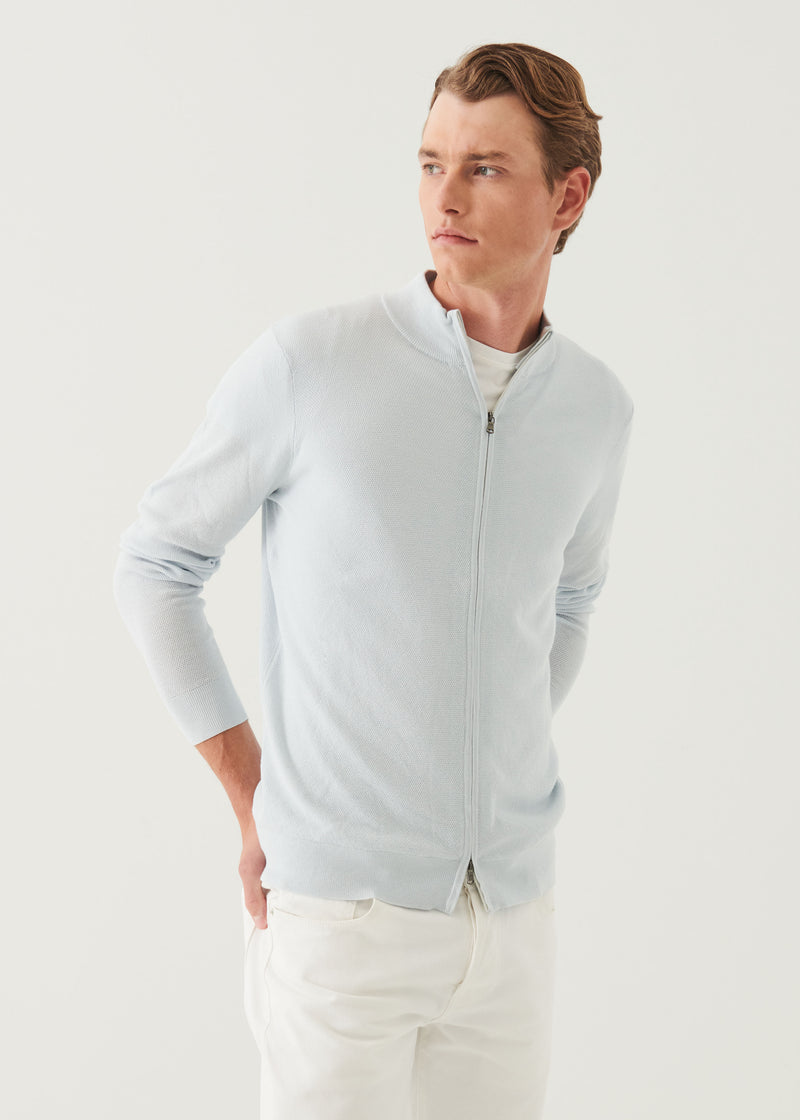 Cotton Cashmere Seed Stitch Full Zip Cardigan