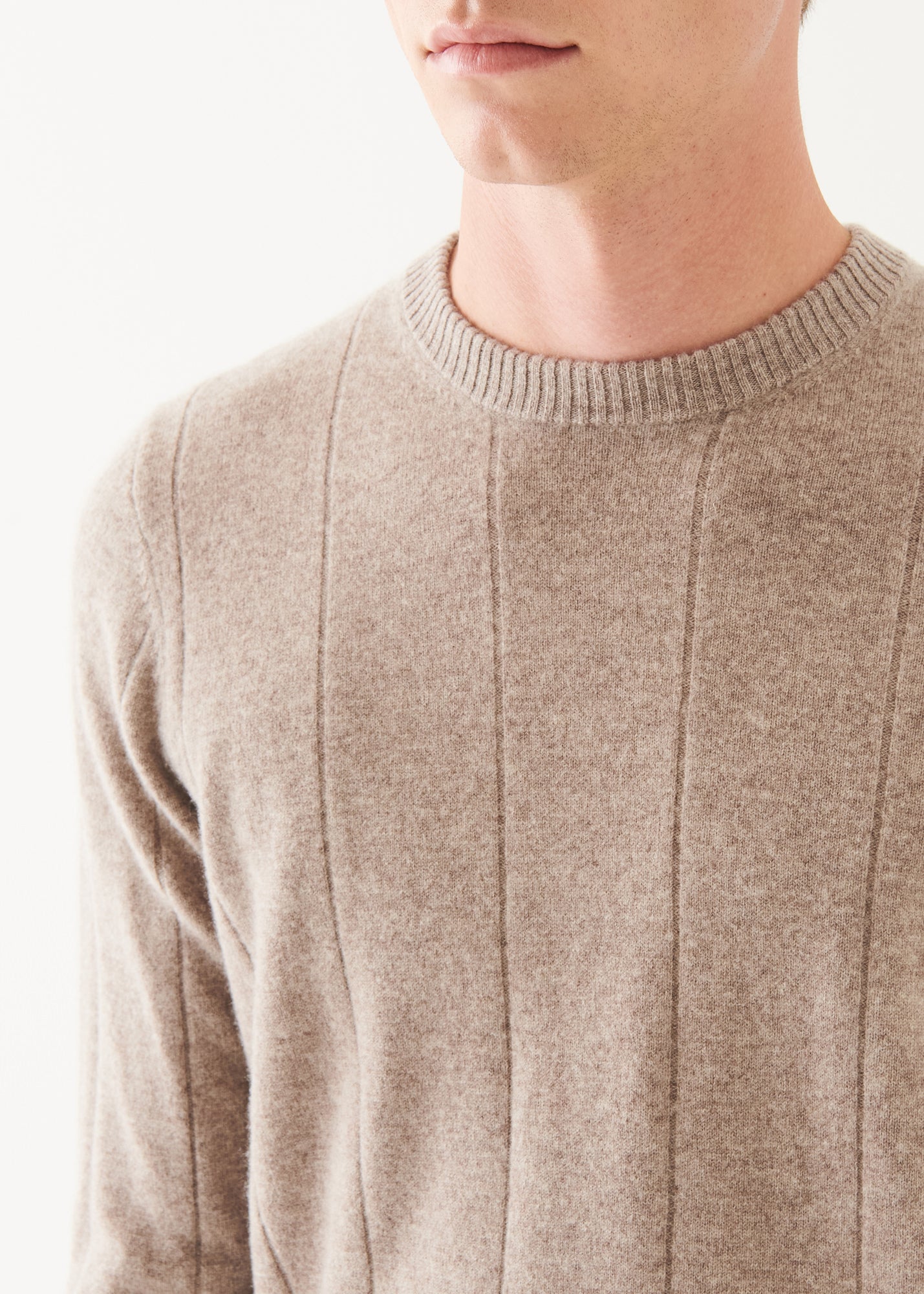 Wool Cashmere Blend Drop Needle Crewneck - PATRICK ASSARAF